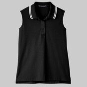 Women's CrownLux Performance® Plaited Tipped Sleeveless Polo