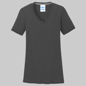 Ladies Essential Blended Performance V Neck Tee