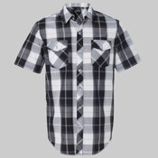 Men's Short-Sleeve Plaid Pattern Woven Shirt