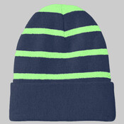 Striped Beanie with Solid Band
