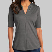Ladies Stretch Heather Open Neck Top