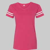 Women's Football V-Neck Fine Jersey Tee