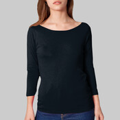 6344 Sheer Jersey 3/4 Sleeve Boat Neck