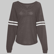 Women’s Slub Jersey Varsitee V-Neck Long Sleeve T-Shirt
