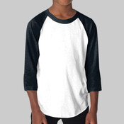 BB253 Youth Poly-Cotton 3/4 Sleeve Raglan