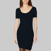 rsa8340 Cotton Spandex Jersey Double-U Neck Mini Dress