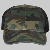 Garment Washed Printed Trucker Cap