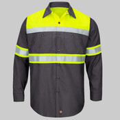 Men's Hi-Visibility Colorblock Ripstop Long Sleeve Work Shirt