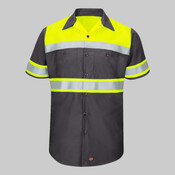 Men's Hi-Visibility Colorblock Ripstop Short Sleeve Work Shirt