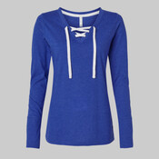 Women's Fine Jersey Lace-Up Long Sleeve T-Shirt