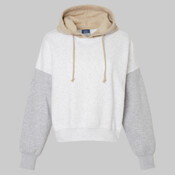 Women's Sueded Fleece Colorblocked Crop Hooded Sweatshirt