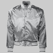 Satin Baseball Jacket/Striped Trim