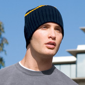 Rib Knit Beanie with Stripe