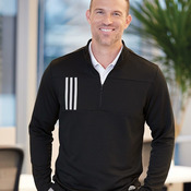 Men's 3-Stripes Double-Knit Quarter-Zip Pullover